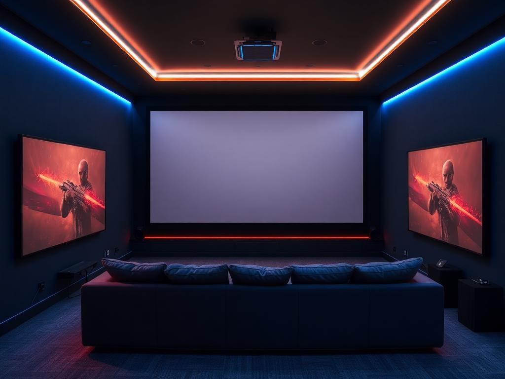 Private projector room with lounge seating